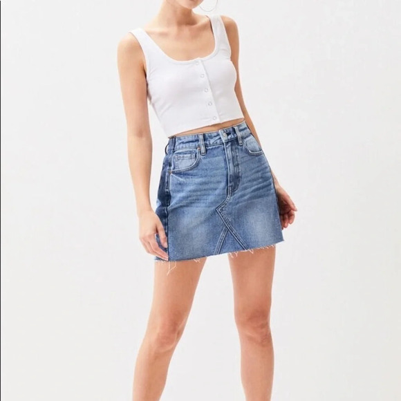PacSun Vintage Contrast Side Panel Denim Skirt - Size 26 - Picture 1 of 8